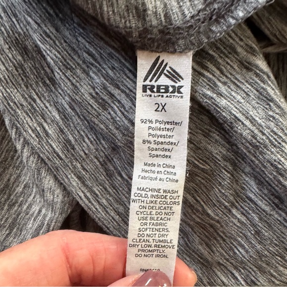 RBX Womens Loose Fit  Heathered Gray Scuba Hooded Workout Top w Thumbholes Sz 2X - Picture 3 of 10